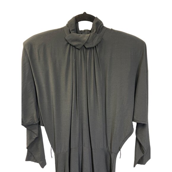 ED Michaels Vintage 80's Black Mock Neck Fit and Flare Maxi Dress - Picture 2 of 9